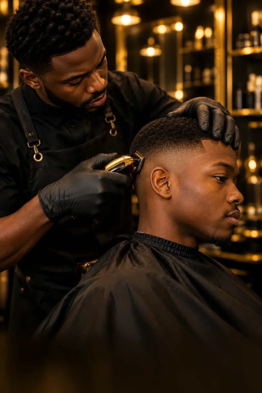 A barber finishing a cut at Anana Haircut