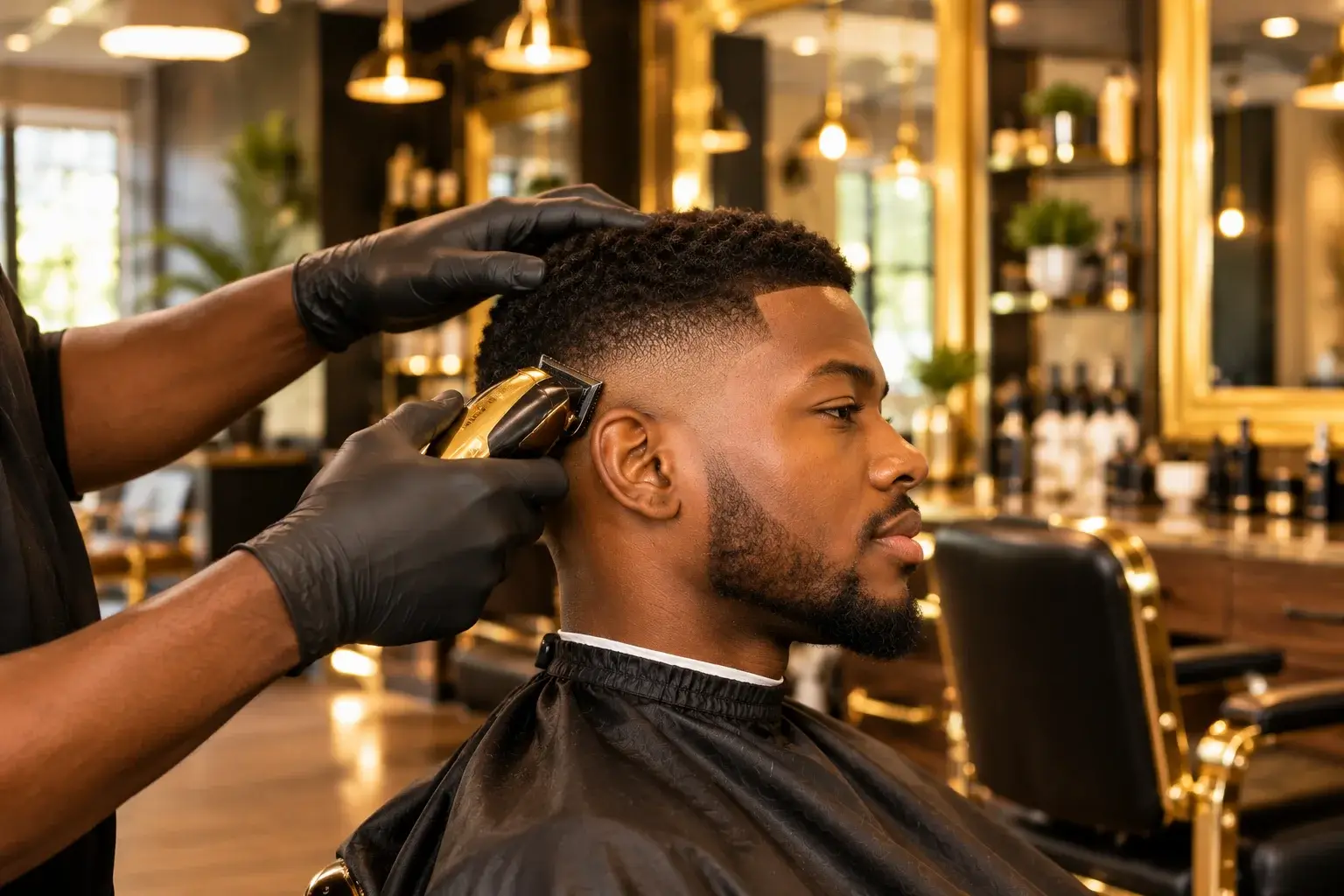 A fresh fade being finished at Anana Haircut